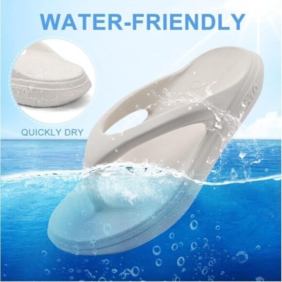 STQ Flip Flops Shower Shoes Non Slip Womens 10 White Runs Big Fits Size 11 New - Picture 6 of 6